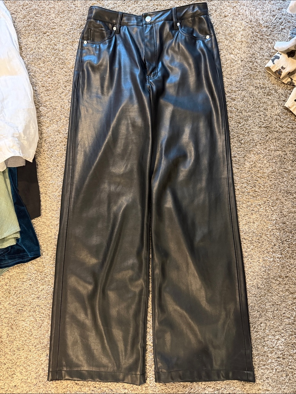 BLANKNYC The Franklin Faux Leather Wide Leg Pants Black Size 29